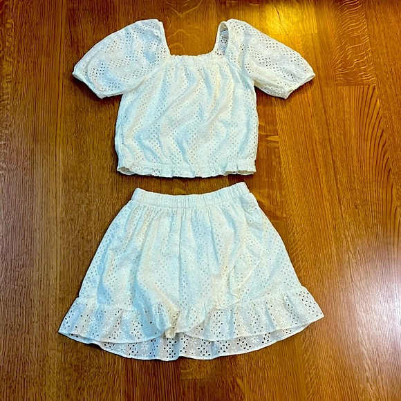 J. Crew girls white eyelet top and skirt size 10 - Picture 1 of 9